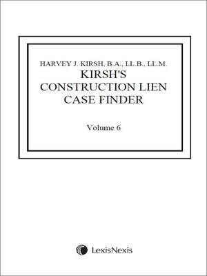 cover image of Kirsh's Construction Lien Case Finder